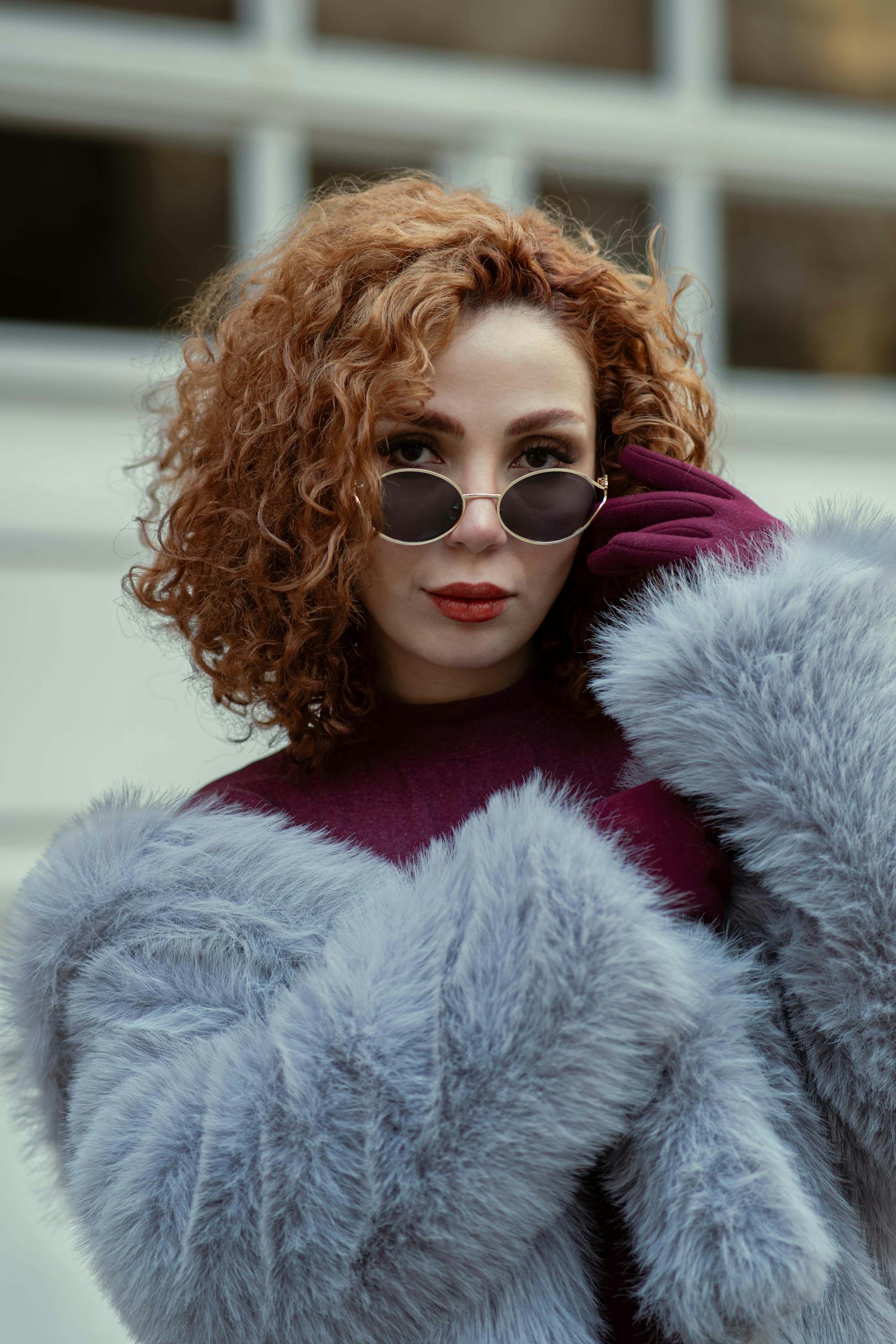 Stylish Woman In Sunglasses And Faux Fur Coat Balancing Winter Elegance And Modern Fashion. 31978035 Scaled